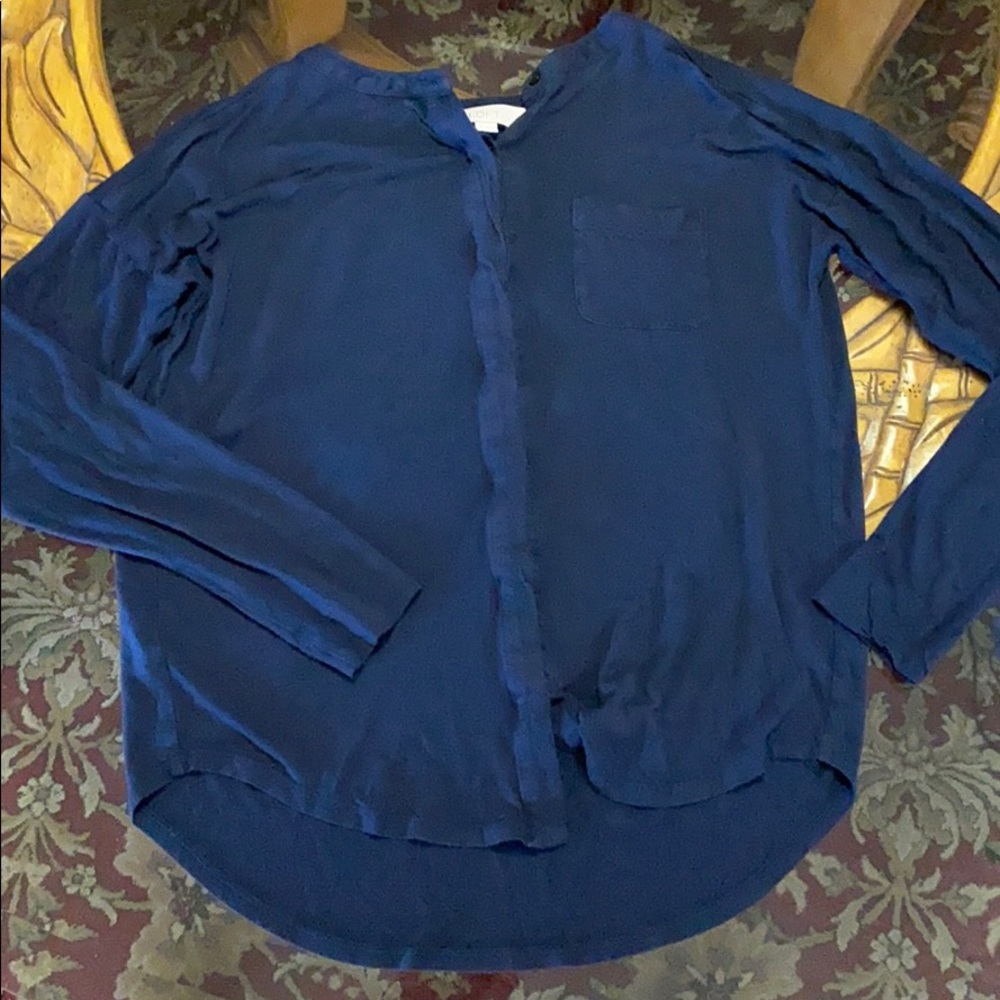 LOFT Dark Blue Long Sleeve Button-Down